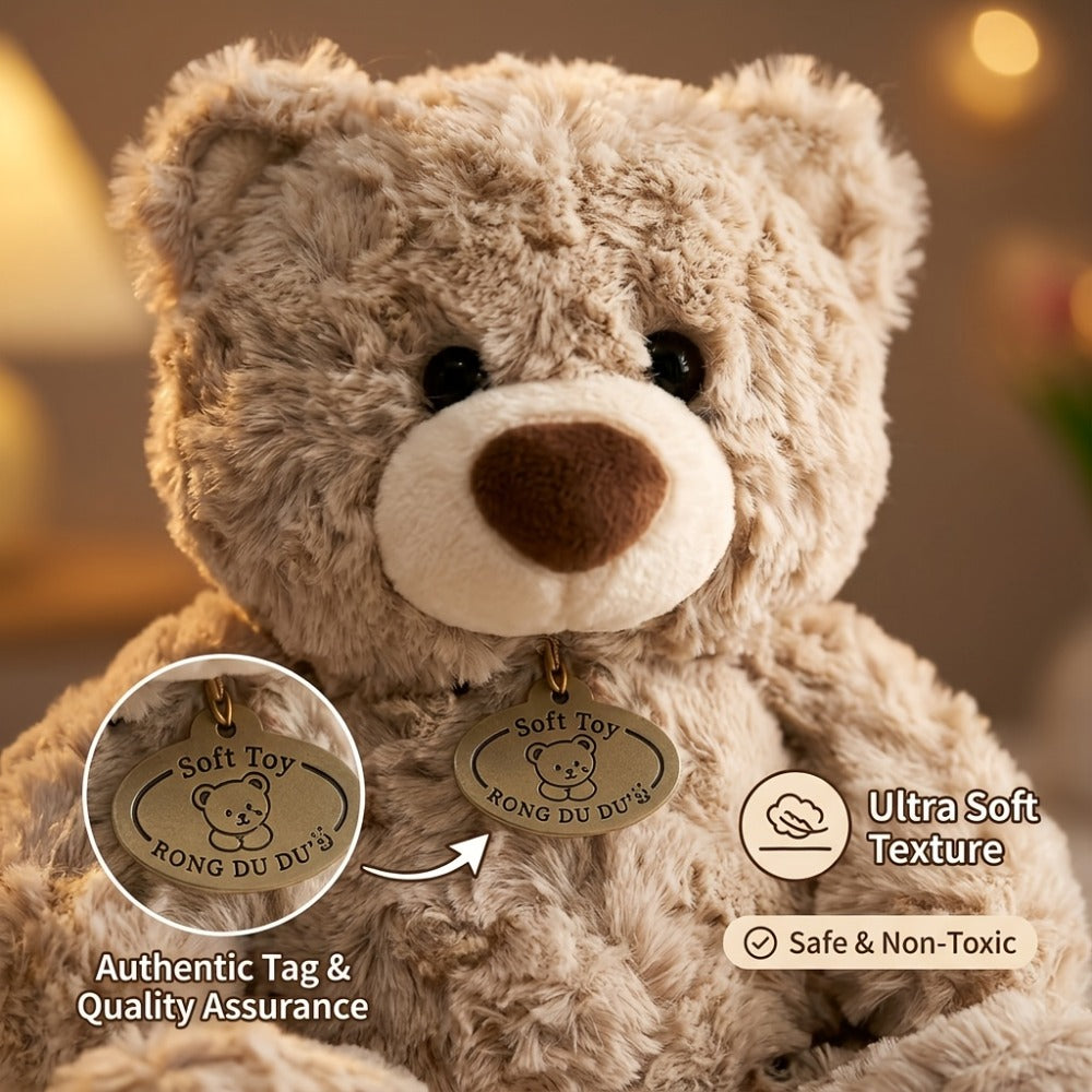 Plush Toy Oversized-Style Teddy Bear in Beige or Brown with Classic Seated Bear Details and Gifting