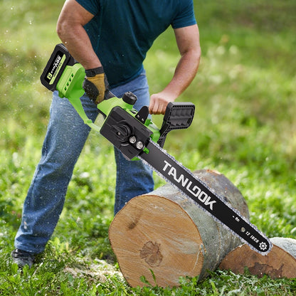 12-Inch Cordless Electric Chainsaw Kit in Five Colors with One- or Two-Battery and Two- or Three-Chain Options