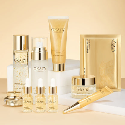 Skin Care Set for Women 24K Gold Polypeptide Complete Day & Night Routine Peptide Face Care Kit All Skin Types Luxury Gift Set