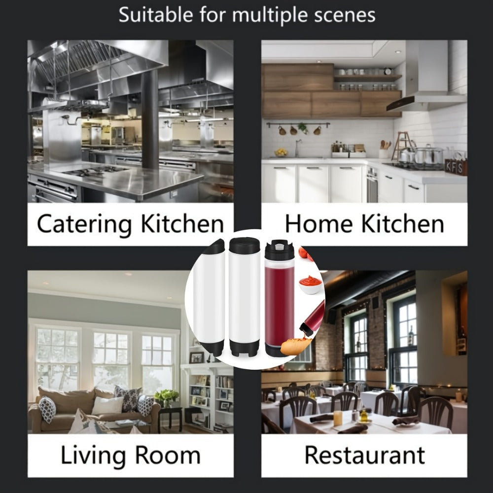 Squeeze Bottles Set of 3 Leak-Resistant Wide Opening Sauce Dispenser Transparent for Home Cooking, Dining and Outdoor Meals