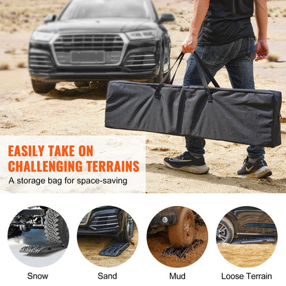 Traction Boards 2-Pack – 10-Ton Off-Road Vehicle Recovery Boards for Mud, Sand & Snow, High-Strength PP with Pull Straps & Storage Bag