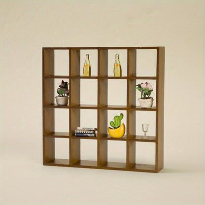 Dollhouse Miniature Display Cabinet 1:12 Scale 16-Compartment Modern Storage Shelf Organizer – Miniature Furniture Accessory for Dollhouse