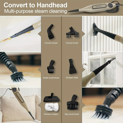 Steam Mop 10-in-1 Spinning Rotating Mop Pads with Steam Blaster Technology - 3 Steam Modes, LED Headlights