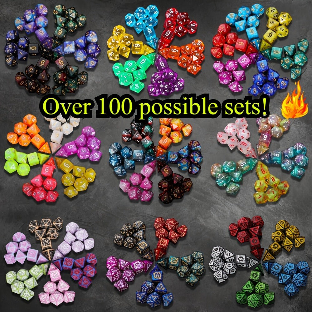 Mystery Box DnD Dice Set 72pcs Blind Box 9 Sets Random Polyhedral Dice with the Listed Color, Size or Set Options for Everyday Use