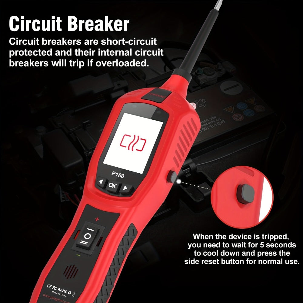 Automotive Circuit Tester P180 Multimeter, Breakpoint Localization Battery Diagnosis AC DC Voltage Fuel Injector Tester 6-30V
