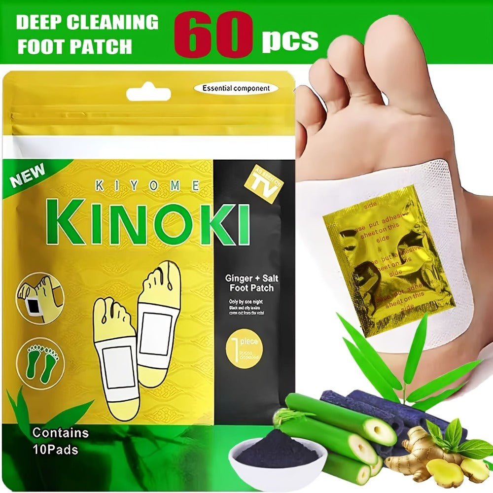 Foot Detox Patches Bamboo Vinegar & Ginger 60 & 160 Pcs – Deep Cleansing Natural Plant Ingredients Alcohol-Free Overnight Moisturizing Foot