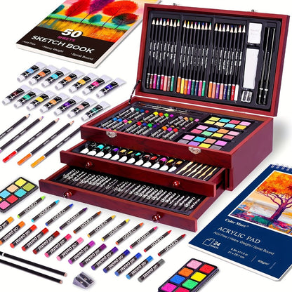 175-Piece Deluxe Art Set in Wooden Case with the Listed Color, Size or Set Options for Everyday Use