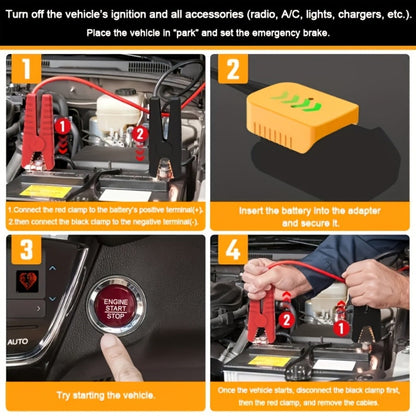 Jump Starter Cable Adapter for DeWalt 18V 20V DCB Battery Portable Car Battery Jump Start Connector ABS Housing