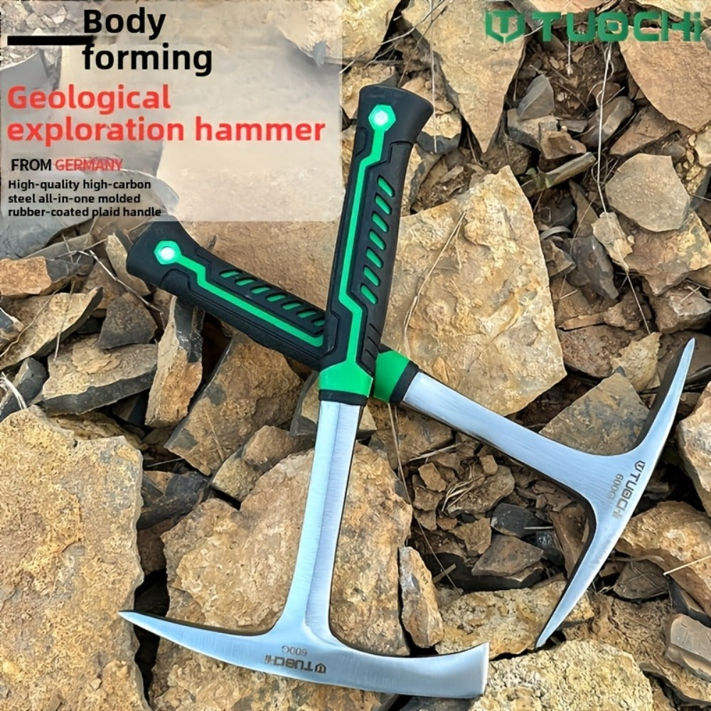 Geological Pick Hammer High Carbon Steel 28oz Flat Head Rock Hammer with Comfortable Handle for Entryways, Bedrooms and Living Spaces