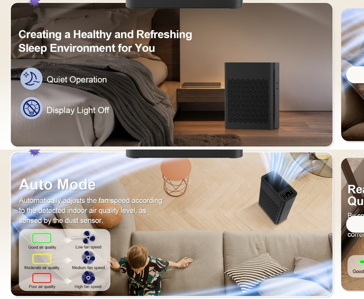 Air Purifier with HEPA Filter, PM2.5 Display, Air Sensor, Auto Mode, Timer and Two Color Options