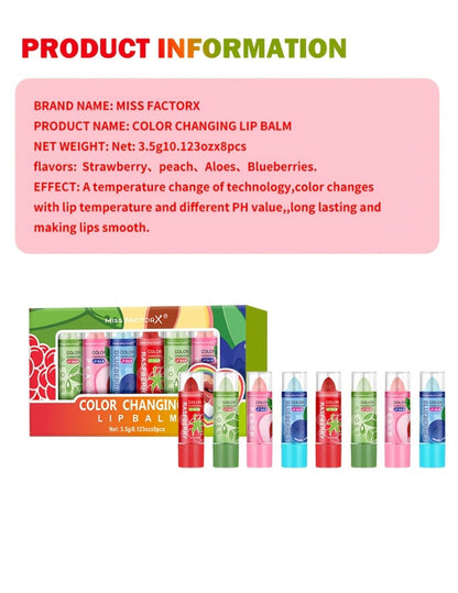Color Changing Lipstick Set 8 Pcs, pH-Reactive Mood Lip Color, Wear, Anti-Transfer Formula