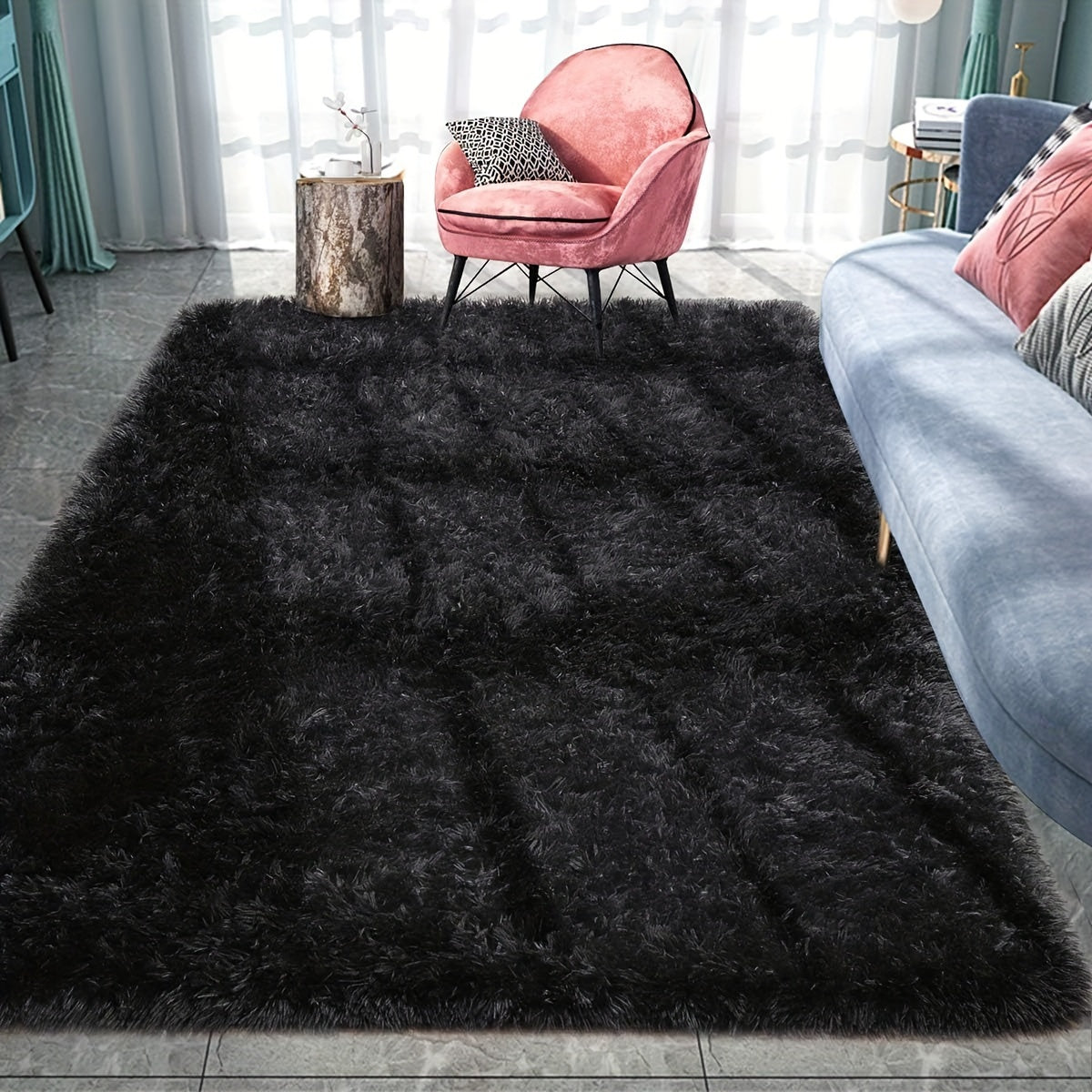Rectangular Shaggy Area Rug with Nine Color Labels and 3 x 5-Foot to 8 x 10-Foot Size Options
