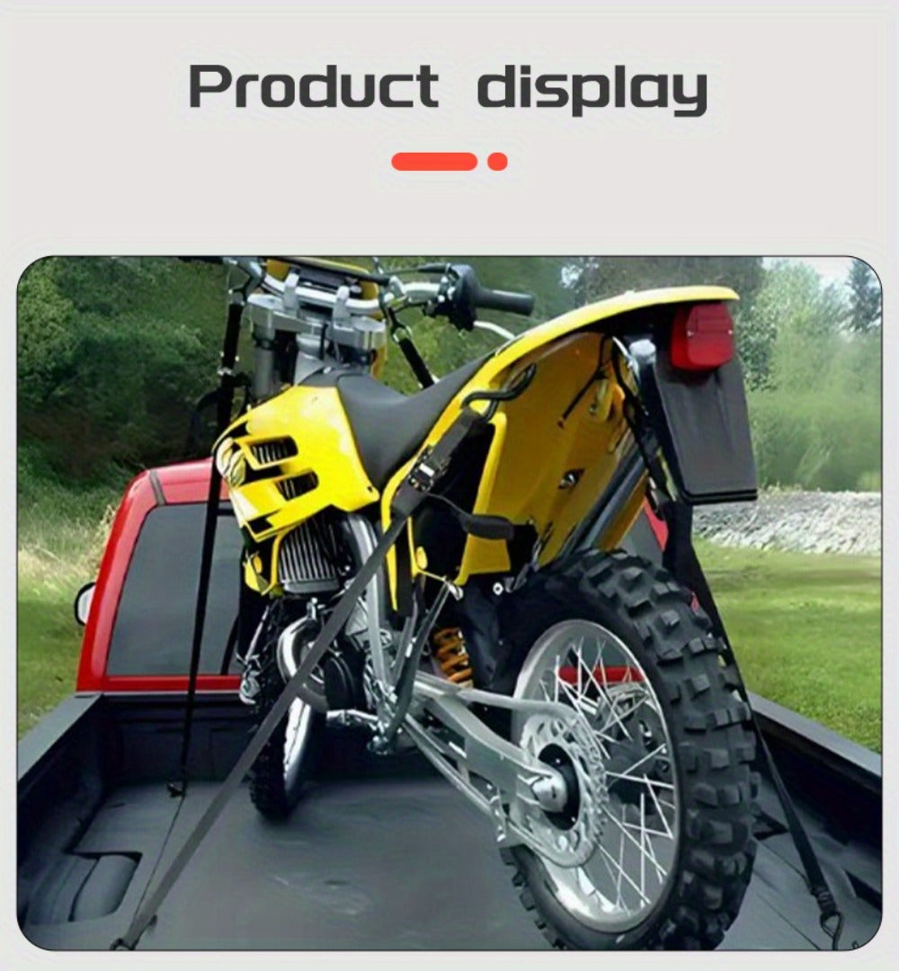 Ratchet Tie-Down Straps with Auto-Retract & Speed Control – Heavy-Duty Cargo Securing Kit with Hooks & Storage Bag | Motorcycle Transport