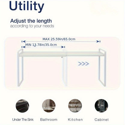Expandable Cabinet Shelf Organizer Riser for Home Cooking, Dining and Outdoor Meals, with the Listed Configuration