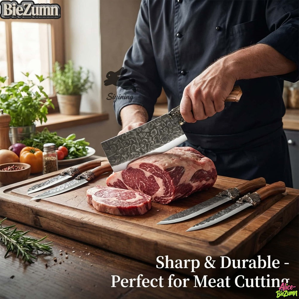 Kitchen Knife Set 7-Piece Stainless Steel Professional Chef Knives with Boning Slicing Carving Peeler Butcher Knife & Scissors