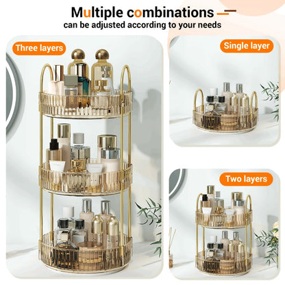 360 Rotating Makeup Organizer Skincare Storage Rack – Multi-Layer Detachable Cosmetic Organizer for Perfume, Lipstick, Skincare