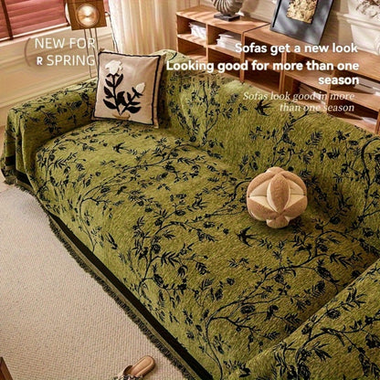 Sofa Cover Throw, Thick Chenille Floral Couch Slipcover in Three Colors for One-to-Four-Seat Sofas
