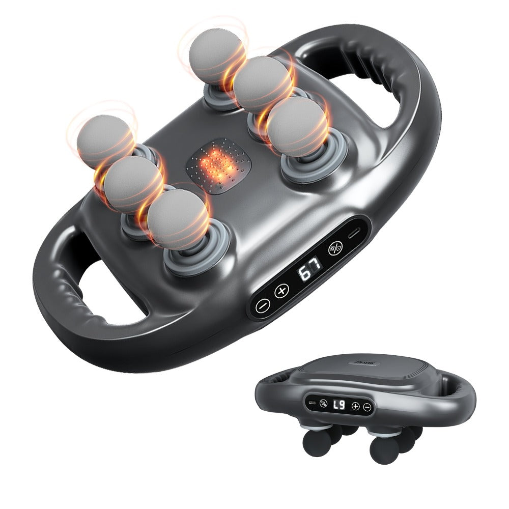 Tapping Massage Gun with 6 Interchangeable Heads, USB Rechargeable Handheld Deep Tissue Vibration Massager for Back