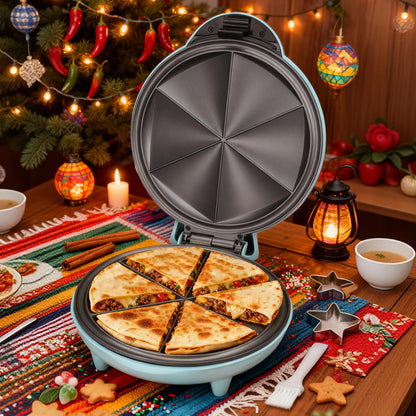 Electric Quesadilla Maker 9.5 Inch, Grilled Cheese Machine, Extra Stuffing, Easy 6-Wedge Slice, Feet