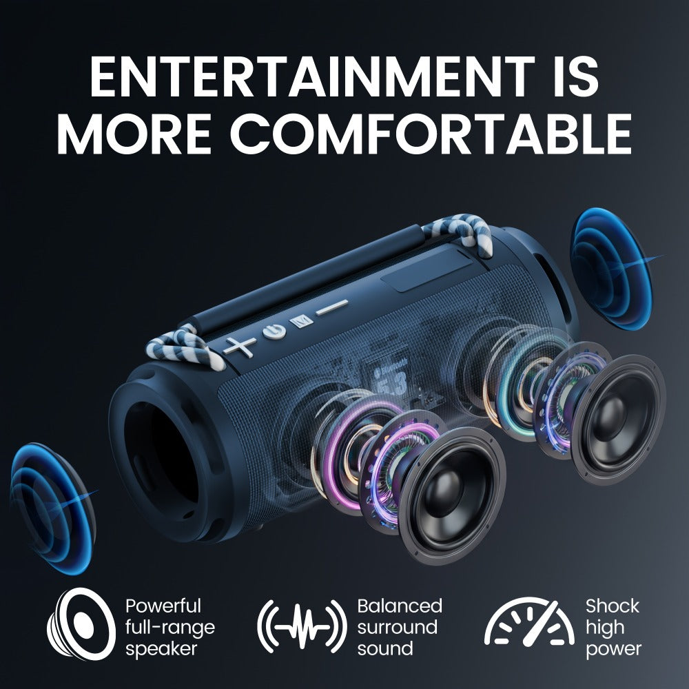 Bluetooth Speaker Cylindrical RGB Model with Carry Cords, USB and TF Playback, Four Colors and 7.17-Inch Body