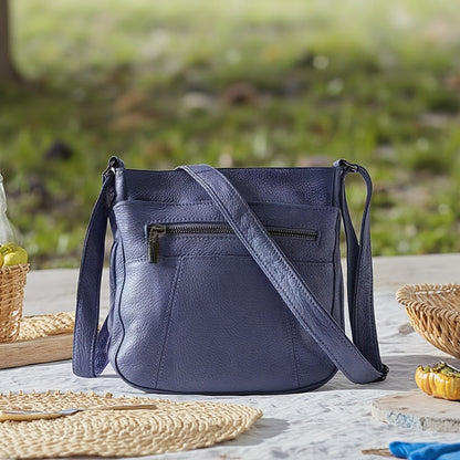 Genuine Leather Messenger Bag for Men Women Anti-Theft Zipper Multi-Pocket Shoulder Crossbody Bag Laptop Organizer Spacious Handbag Purse