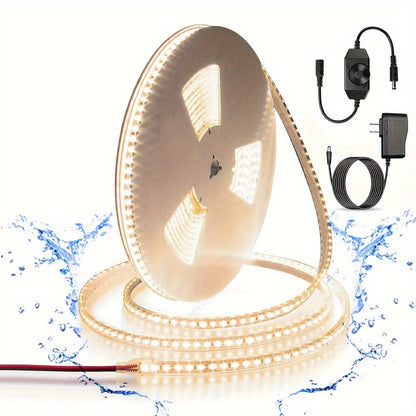 LED Strip Light 5m 2835 SMD with 600 LEDs, 12V Power, Inline Dimmer, White or Warm White and IP65 Label
