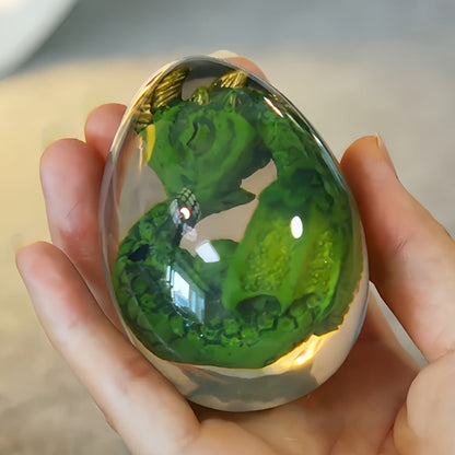 Dragon Egg Statue Crystal Transparent Resin Dinosaur Egg Figurine Handcrafted Collectible for Fantasy Lovers Home Decor Shelf Display