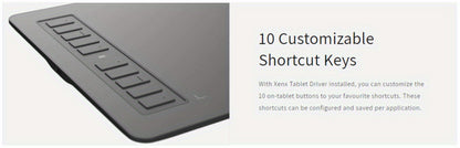 XENX Graphics Drawing Tablet 10 x 6.22 Inch, 8192 Pressure Sensitivity Battery-Free Passive Stylus