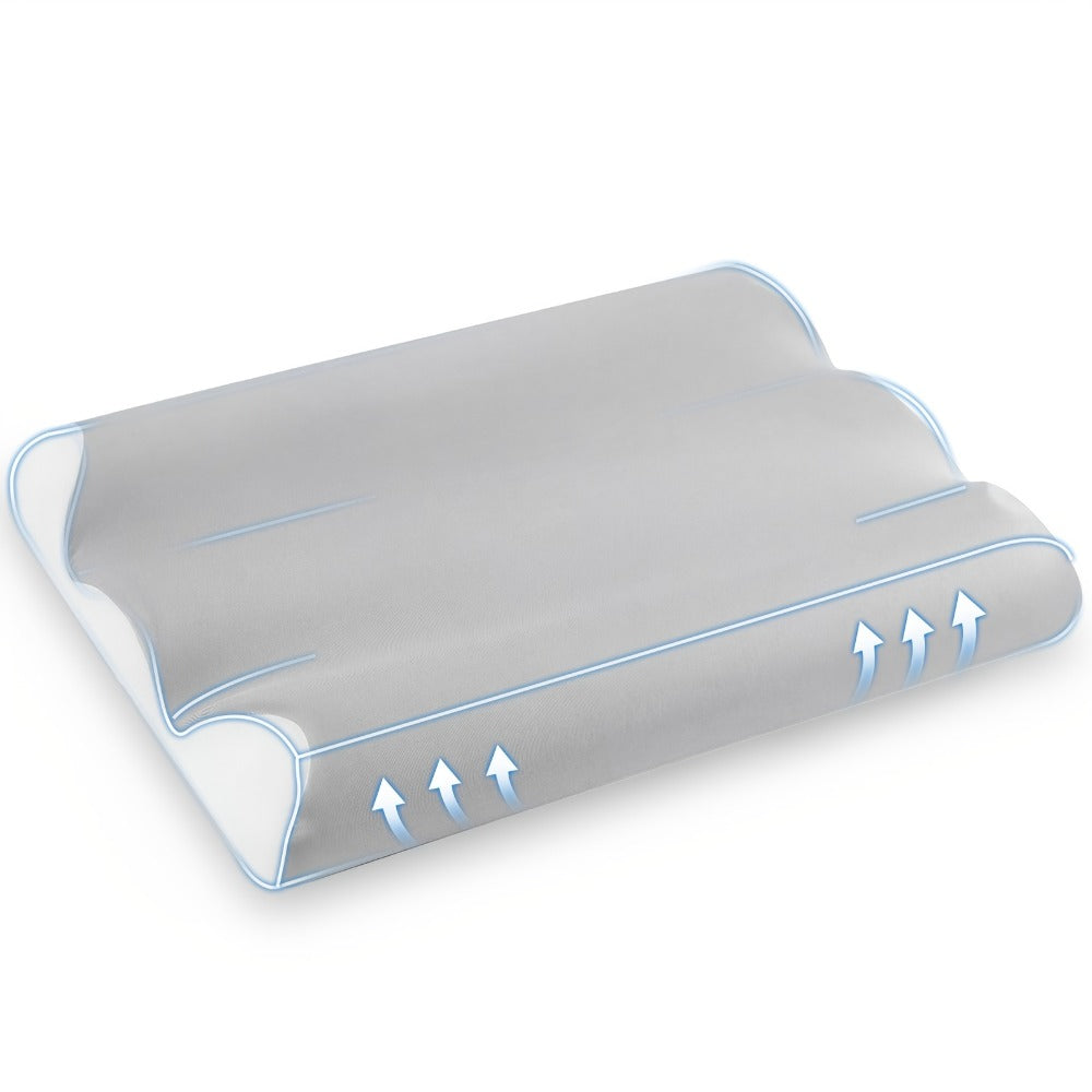 Memory Foam Cervical Pillow Contour Neck Support Orthopedic Bed Pillow for Side Back Stomach Sleepers with Cooling Pillowcase Queen King