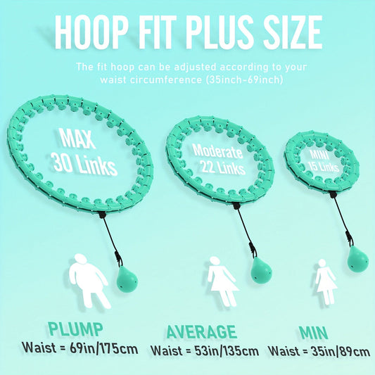 Weighted Hula Hoop Exercise Ring 69" – Smart Pilates Circle with 30 Detachable Knots, Plus Size Adjustable Fitness Hoop for Adults