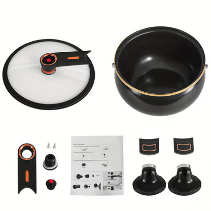Non-Stick Soup Pot with Twist-Lock Handle | Large Capacity Stew Pot Compatible with Gas Stove Induction Cooker Open Fire | Multi-Function