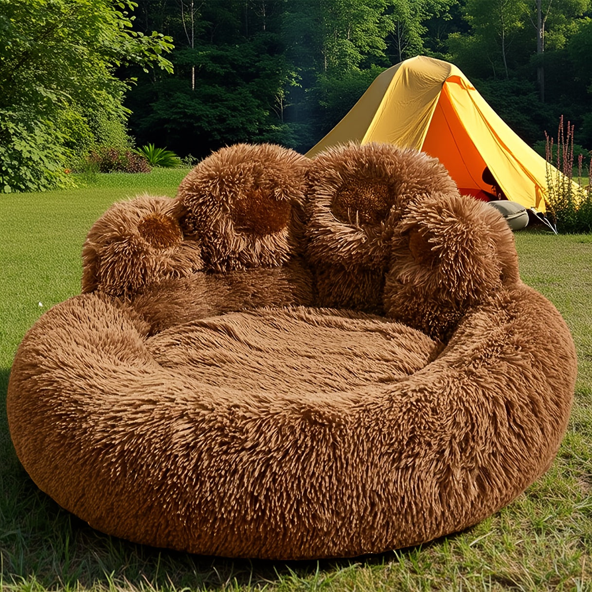 Plush Dog Bed Bear Paw Design – Thickened Soft Warm Pet Cushion Bed for Dogs & Cats, Non-Slip Bottom, Extra Large Cat Bed