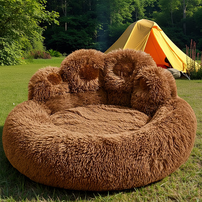 Plush Dog Bed Bear Paw Design – Thickened Soft Warm Pet Cushion Bed for Dogs & Cats, Non-Slip Bottom, Extra Large Cat Bed