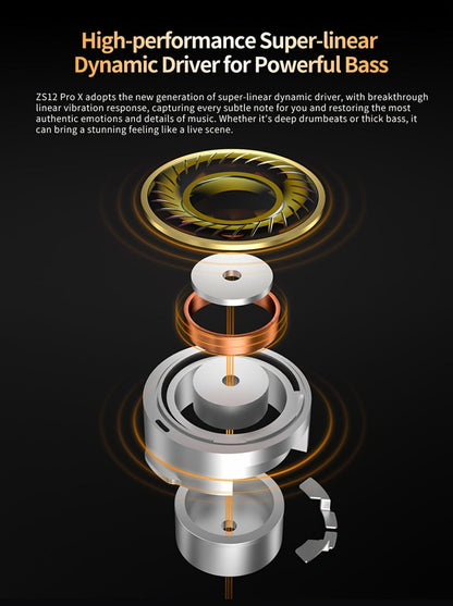 KZ ZS12 PRO X In-Ear Monitor Hybrid IEM Headphones Detachable Cable Noise Cancelling for Bedside Audio, Alarms and Room Entertainment