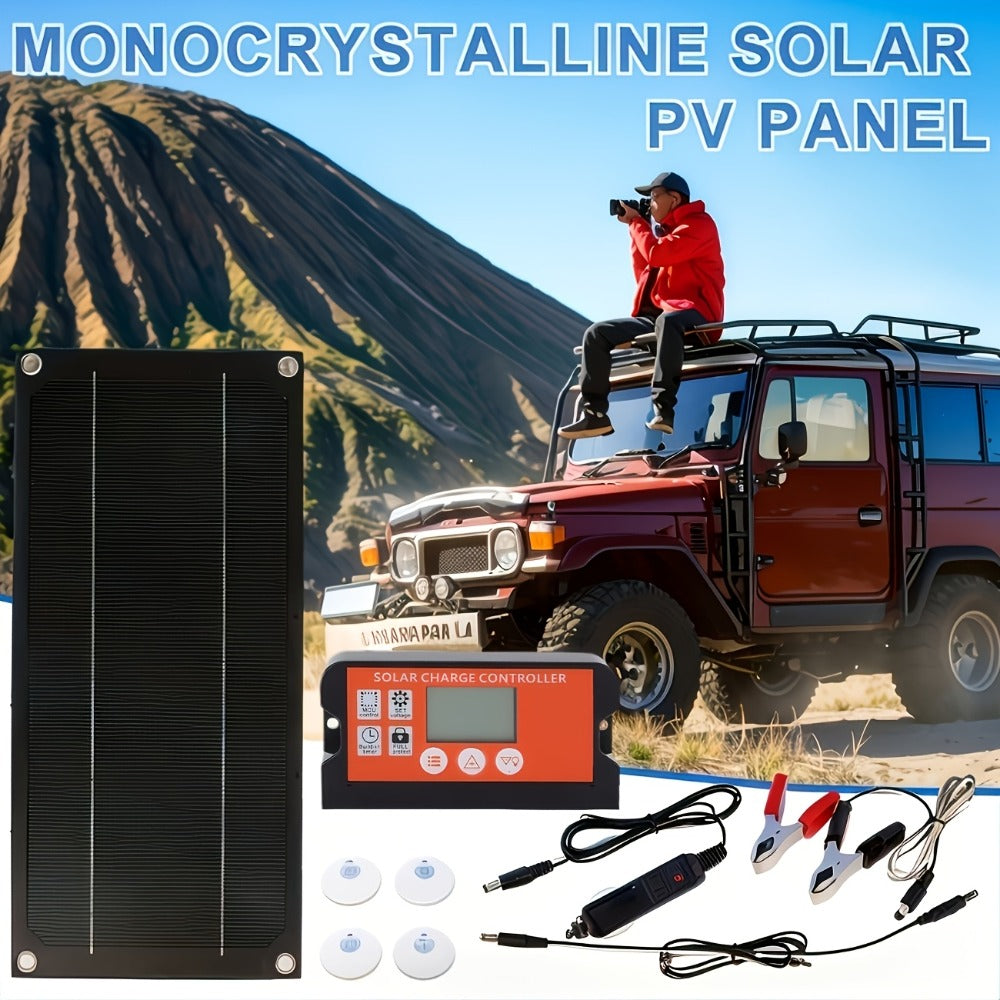 Monocrystalline Solar Panel Kit 18V with 100A Charge Controller – Portable High-Efficiency Solar Charger for RV, Camping