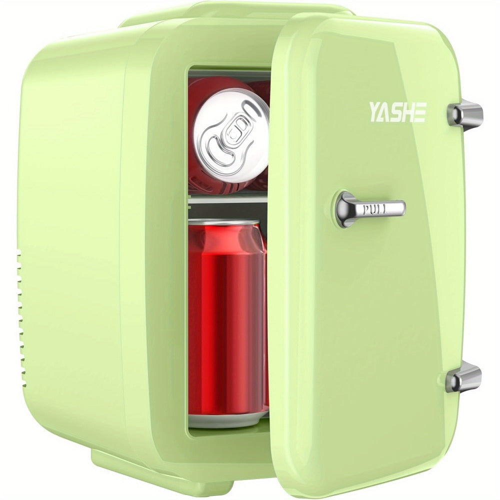 Mini Fridge 4 Liter 6 Cans - Thermoelectric Cooler and Warmer, 110V AC & 12V DC Portable Small Refrigerator for Bedroom