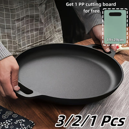 Pre-Seasoned Cast Iron Pan Set – Non-Stick Multifunctional Skillet for Pizza Home Kitchen Outdoor Cooking