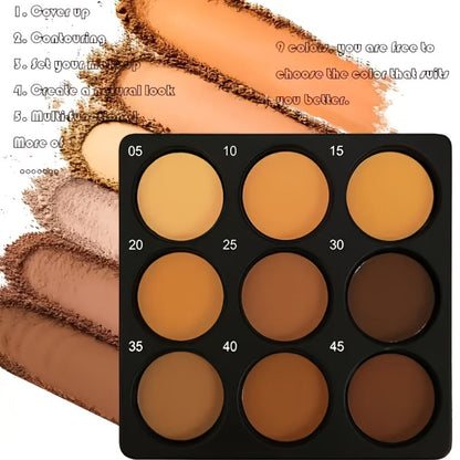Matte Contour Palette 9 Colors Face Contouring Bronzer Kit Deep Brown Tones Buildable Blendable Multi-Use Professional Sculpting Makeup