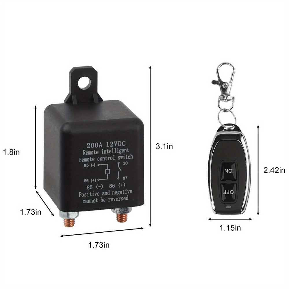 Two-Piece Remote Battery Disconnect Relay Set with Paired Key Fobs, Cable and Terminal Accessories