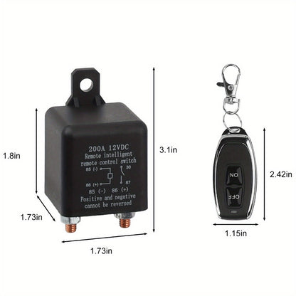 Two-Piece Remote Battery Disconnect Relay Set with Paired Key Fobs, Cable and Terminal Accessories