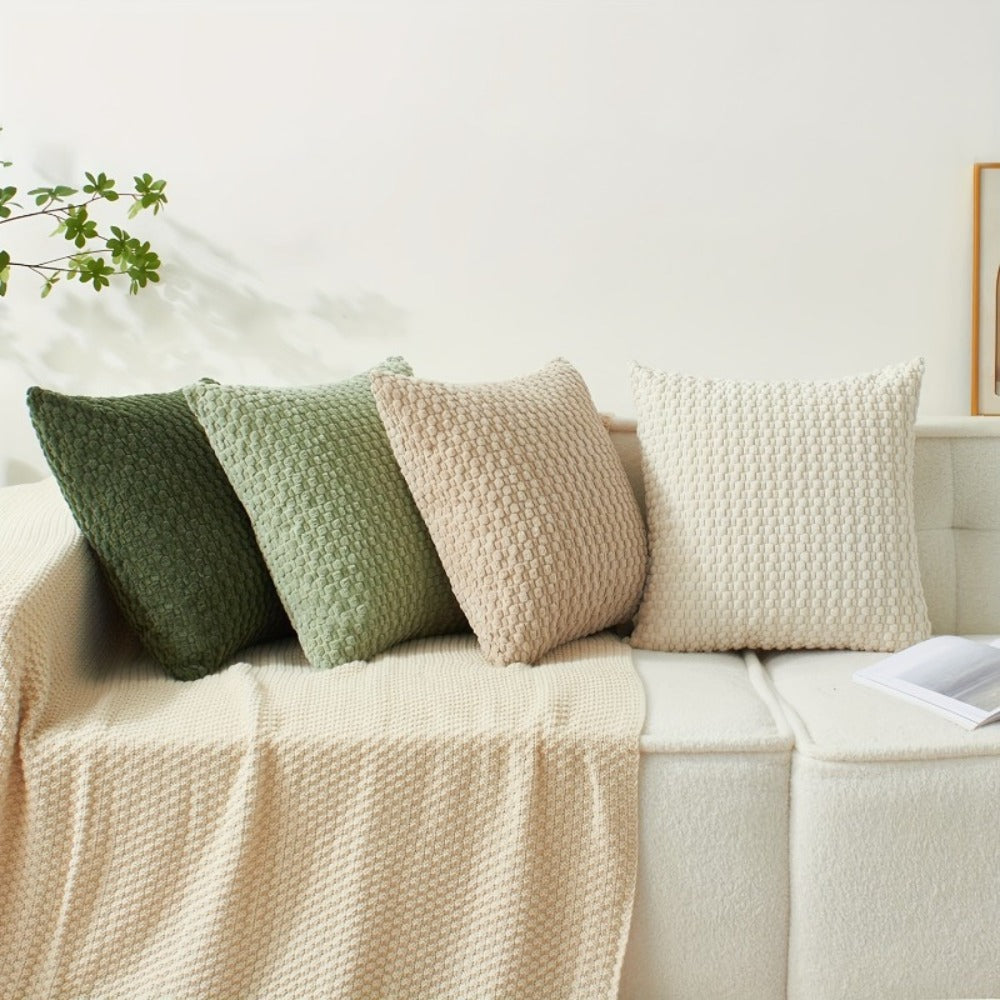 Velvet Throw Pillow Covers 4-Pack 20x20 Inch - Double-Sided Cushion Covers with Zipper Closure