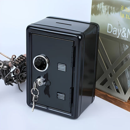 Password Lock Cash and Coin Storage Box with Key Lock Portable Money Box for Saving Cash Coins Notebooks Passports Valuables Home Office