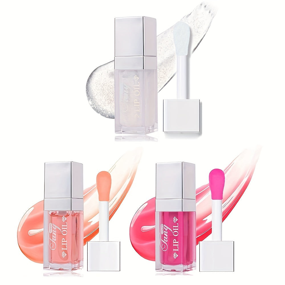 Plumping Lip Gloss Oil Set 3pcs 6pcs Transparent Glow Lip Plumper – High-Shine Glossy Finish in Berry Coral Pink Red