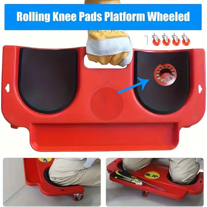 Rolling Knee Creeper Pad with Built-In Tool Tray – ABS High-Impact Frame, Cushioned Kneeling Pad for Car Repairs, Carpentry & Flooring