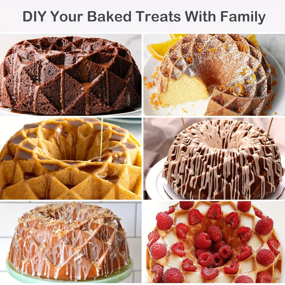 Silicone Bundt Cake Pan Set 9-Piece, Nonstick Fluted Hollow Cake Molds in Crown Nest Spiral Braided Shapes