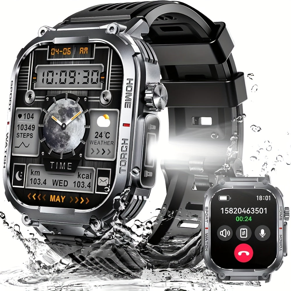 Flashlight Compass Outdoor Smartwatch for Men 100+ Sport Modes Sleep Monitor Pedometer Calorie Tracker for a Home Lash Beauty Routine