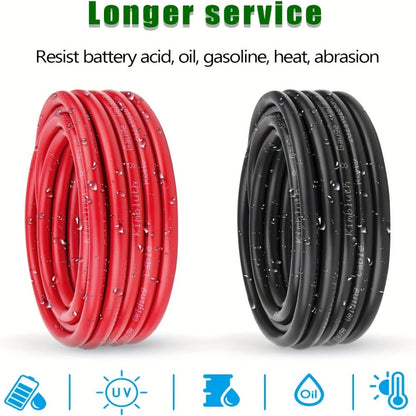 8 AWG OFC Copper Wire Cable Red & Black Set 8 Gauge Welding Cable for Automotive Battery Marine Generator Solar Wiring – 3FT or 10FT Options