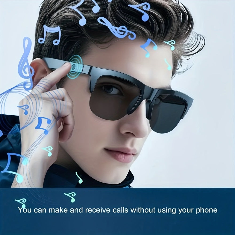 Smart Glasses Open-Ear Bluetooth Audio Eyewear with Built-In Speaker, Microphone and Black or White Frames
