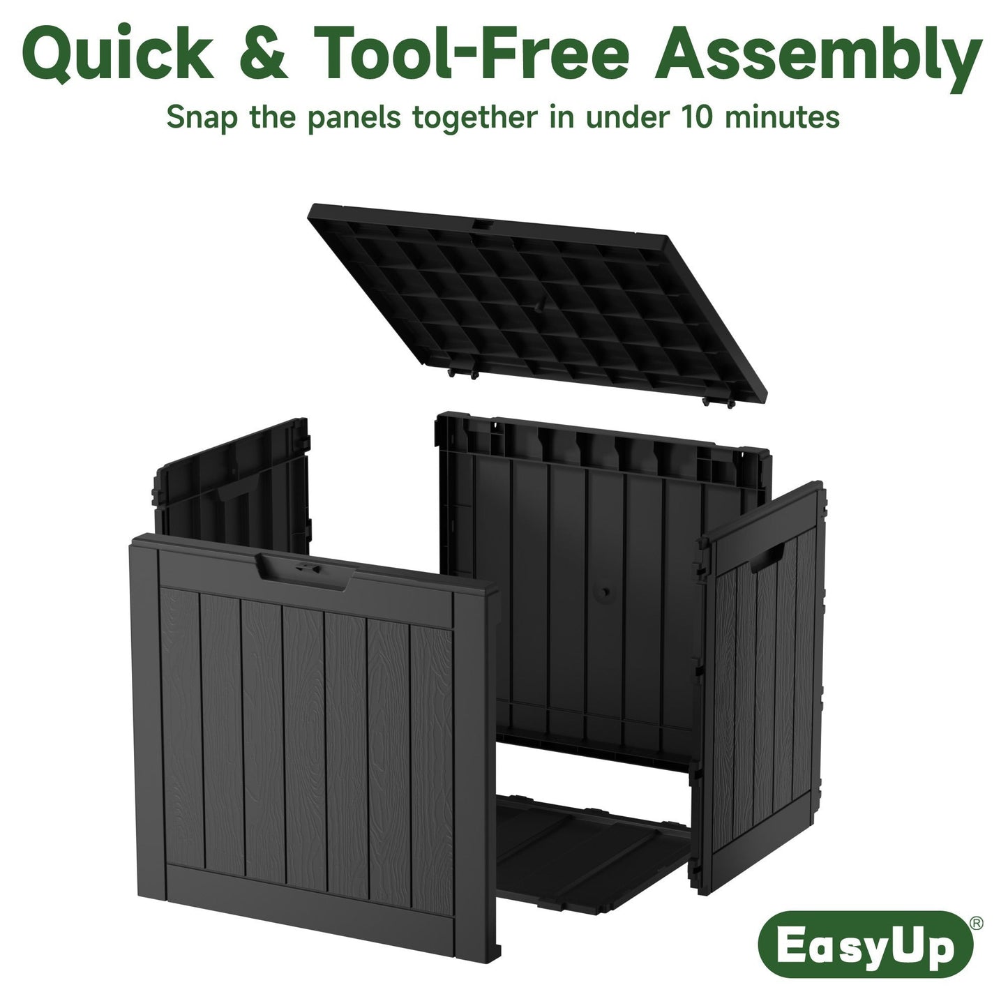 Outdoor Resin-Style Deck Box in 35- or 45-Gallon Sizes with Lockable Lid, Side Handles and Two Colors