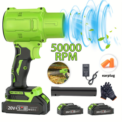 20V Cordless Leaf Blower with 50, 000 RPM Marking, Yellow or Green Body and Six Dual-Battery Package Options